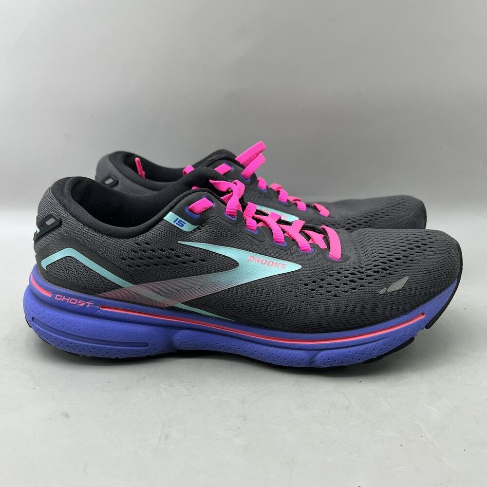 Brooks Ghost 15 Running Shoes Women Size 7 B Black Mesh Comfort Cushion Sneakers